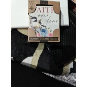 Watercolor Grace Coasters, Set Of 4. In Box. Stoneware, Absorbent